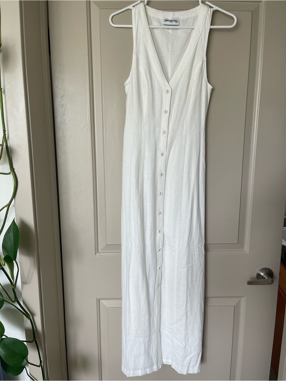 Princess Polly White Linen Blend Maxi Dress